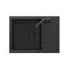 Quadron Zestaw JOHNNY 116 PURE CARBON zlewozmywak granitowy z baterią, dozownikiem i zwijaną matą – jednokomorowy, wpuszczany, pure carbon/elementy czarne, bateria pure carbon, dozownik pure carbon, Qmata pure carbon HCQJ6044BLMBDRPC